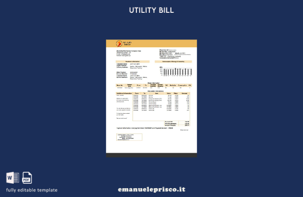 modello di bolletta dei servizi pubblici della Palestine Electricity Distributio